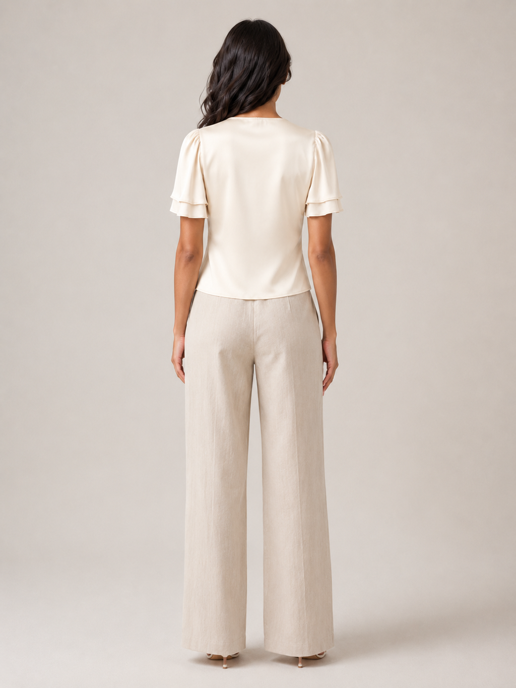 Pien - Dames slim fit top met kant en korte mouwen
