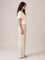 Pien - Dames slim fit top met kant en korte mouwen