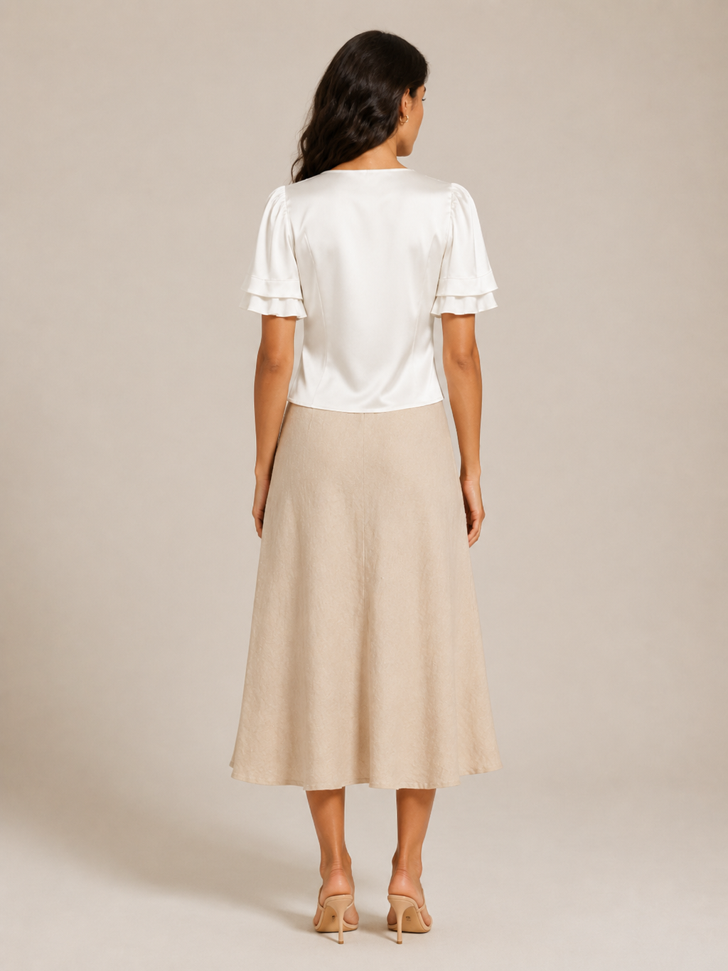 Pien - Dames slim fit top met kant en korte mouwen