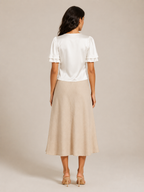 Pien - Dames slim fit top met kant en korte mouwen