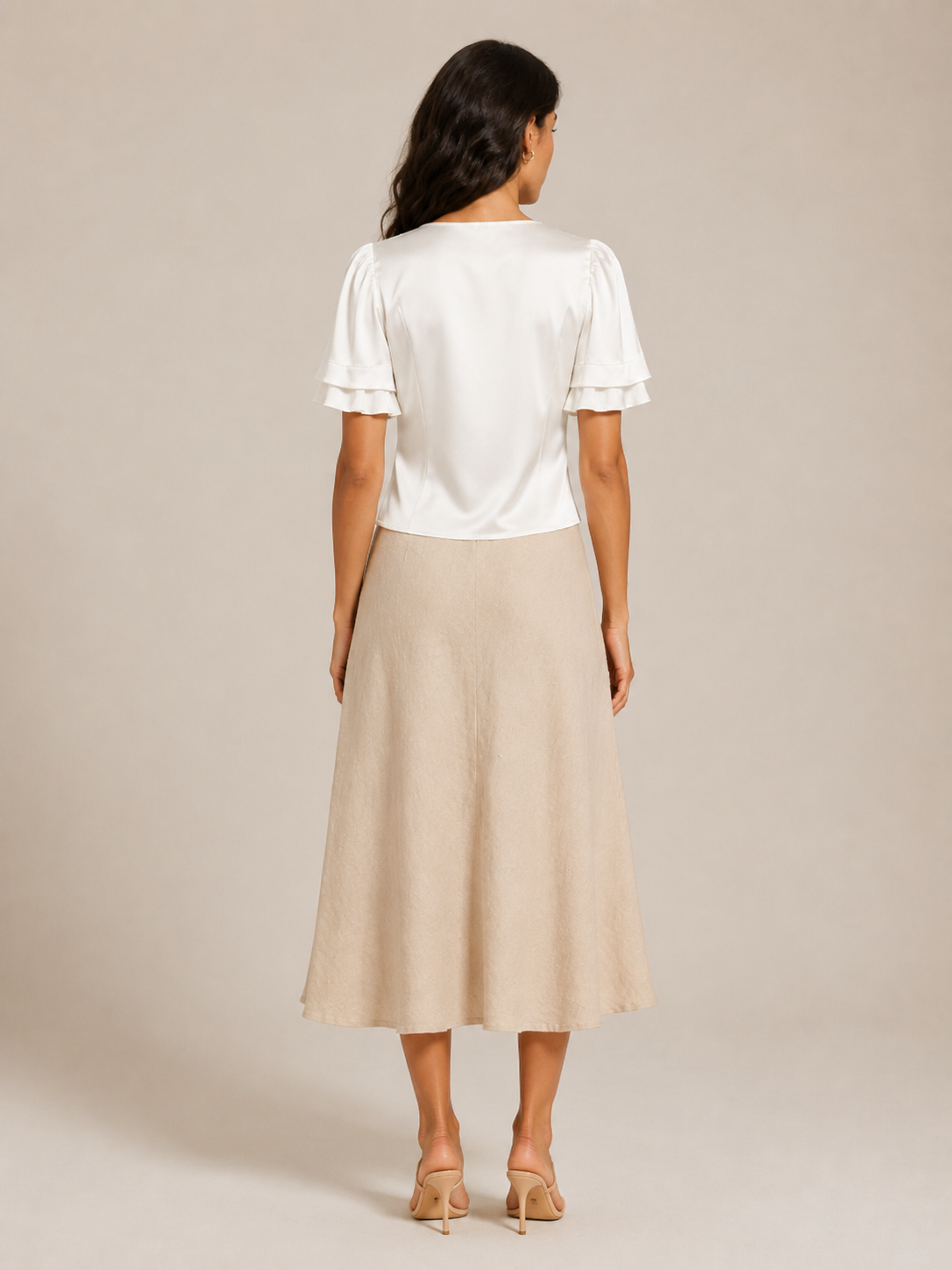 Pien - Dames slim fit top met kant en korte mouwen