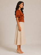 Pien - Dames slim fit top met kant en korte mouwen