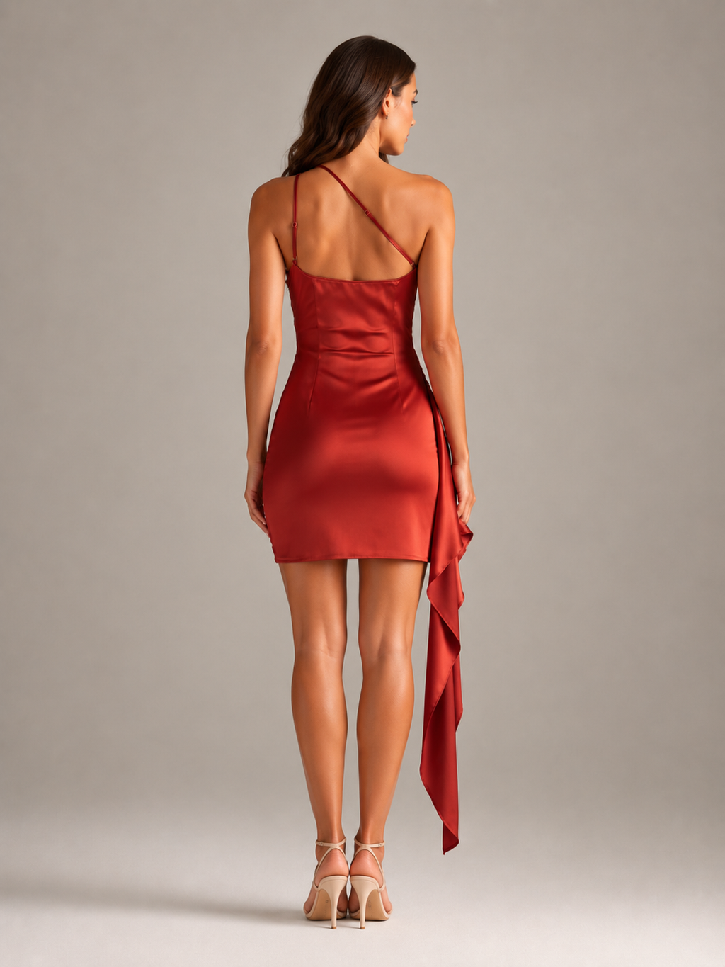 Saphielle - One-shoulder Mini-jurk Met Drapering En Open Rug