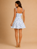Sorevina - Mini-jurk Met Bloemenprint En Strikbandjes
