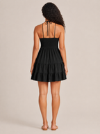 Suvana - Halter Mini-jurk Met Diepe V-hals En Gelaagde Rok
