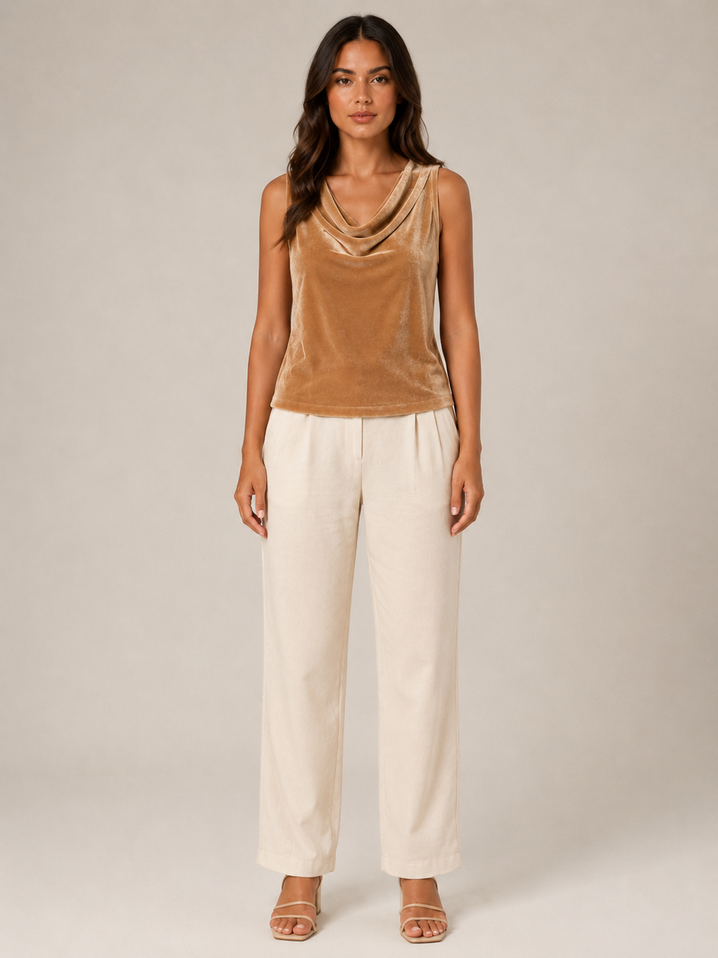 Sanelle - Dames Top Met Watervalhals En Fluweellook