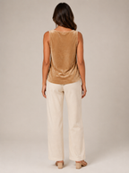 Sanelle - Dames Top Met Watervalhals En Fluweellook