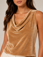 Sanelle - Dames Top Met Watervalhals En Fluweellook