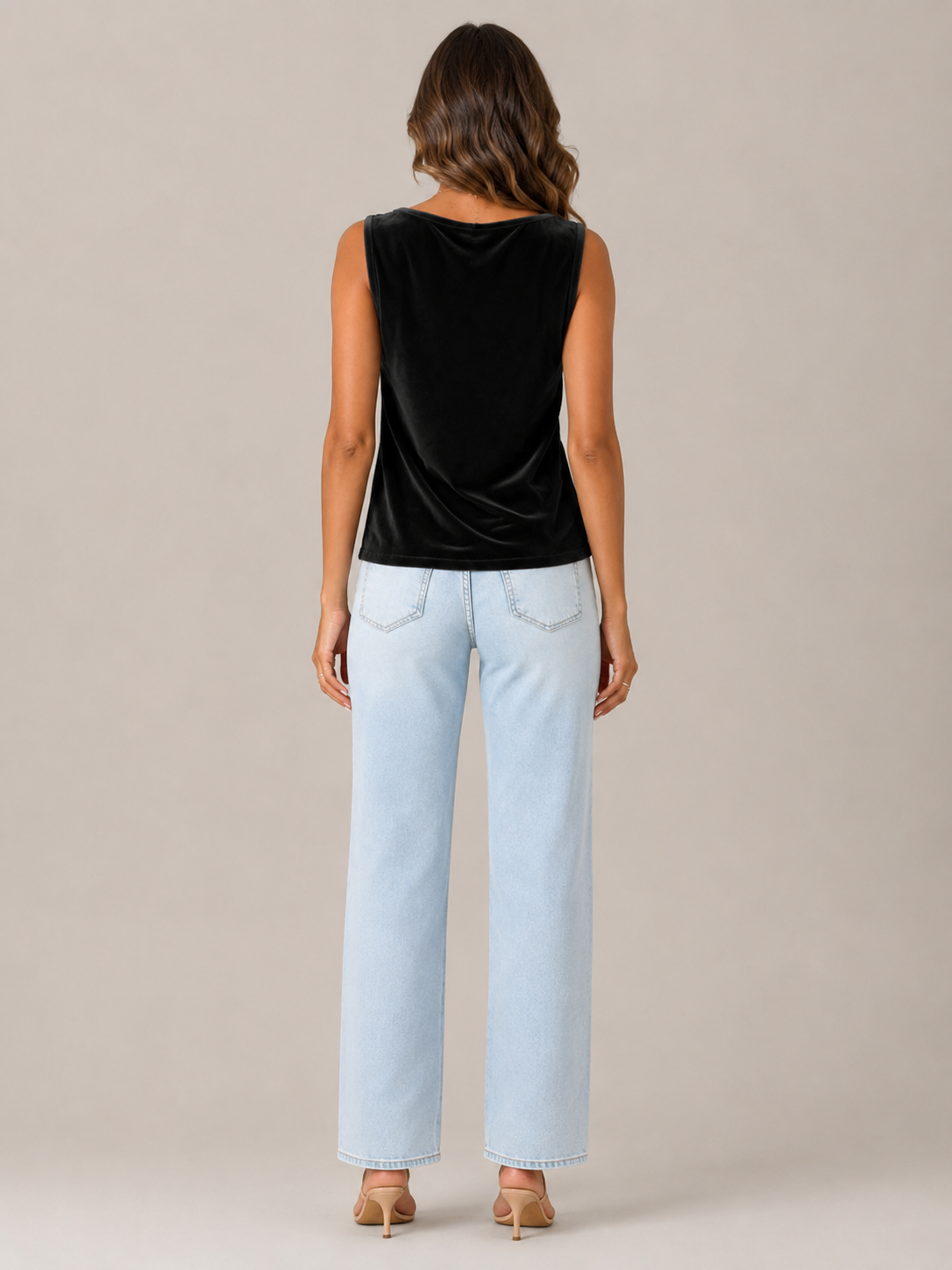 Sanelle - Dames Top Met Watervalhals En Fluweellook