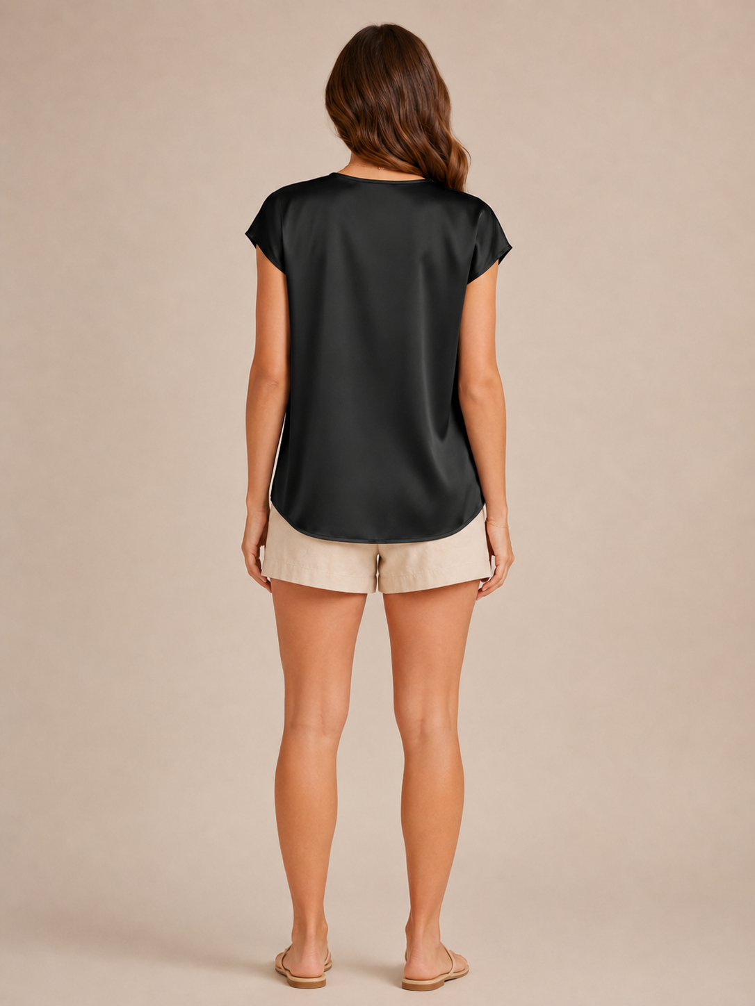 Soreline - Dames Satijnlook Blouse Met V-hals En Drapering