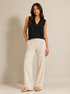 Savienne - Dames Blouse Met V-hals En Plooidetail