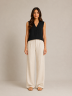 Savienne - Dames Blouse Met V-hals En Plooidetail