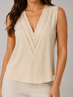 Savienne - Dames Blouse Met V-hals En Plooidetail