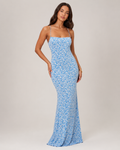 Linde - Dames Maxi-jurk met Bloemenprint en Spaghettibandjes