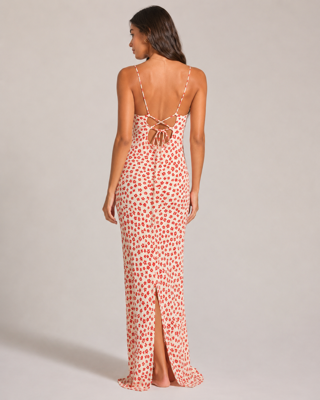 Linde - Dames Maxi-jurk met Bloemenprint en Spaghettibandjes