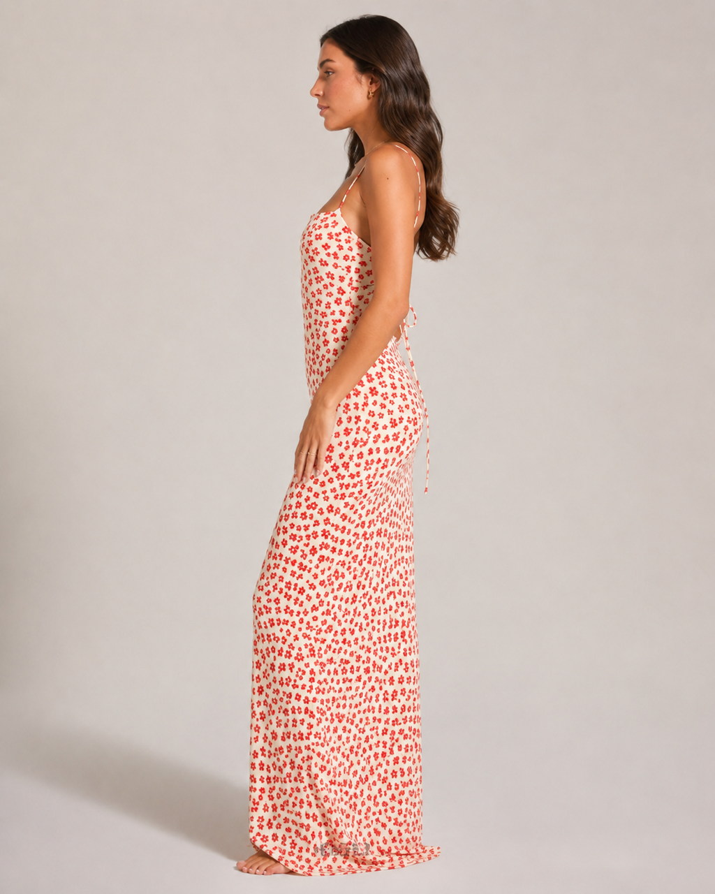 Linde - Dames Maxi-jurk met Bloemenprint en Spaghettibandjes