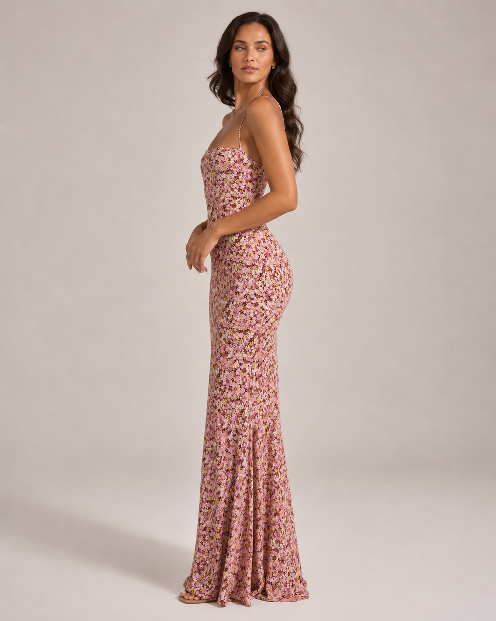 Linde - Dames Maxi-jurk met Bloemenprint en Spaghettibandjes