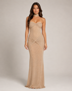Lysanne - Beige Avondjurk Met Corsettop En Prinsessenmouwen