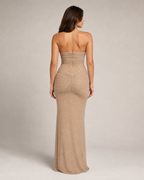 Lysanne - Beige Avondjurk Met Corsettop En Prinsessenmouwen