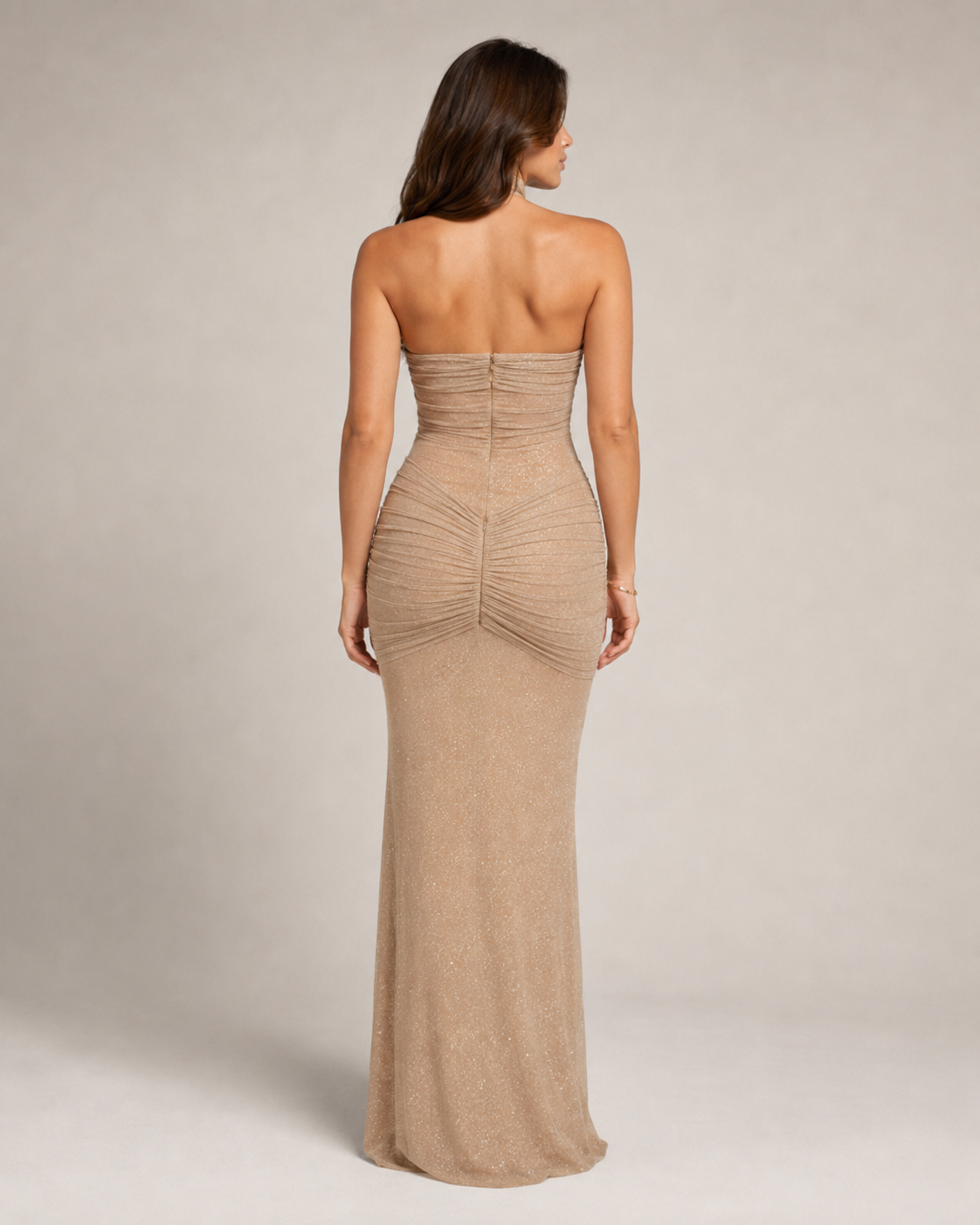 Lysanne - Beige Avondjurk Met Corsettop En Prinsessenmouwen