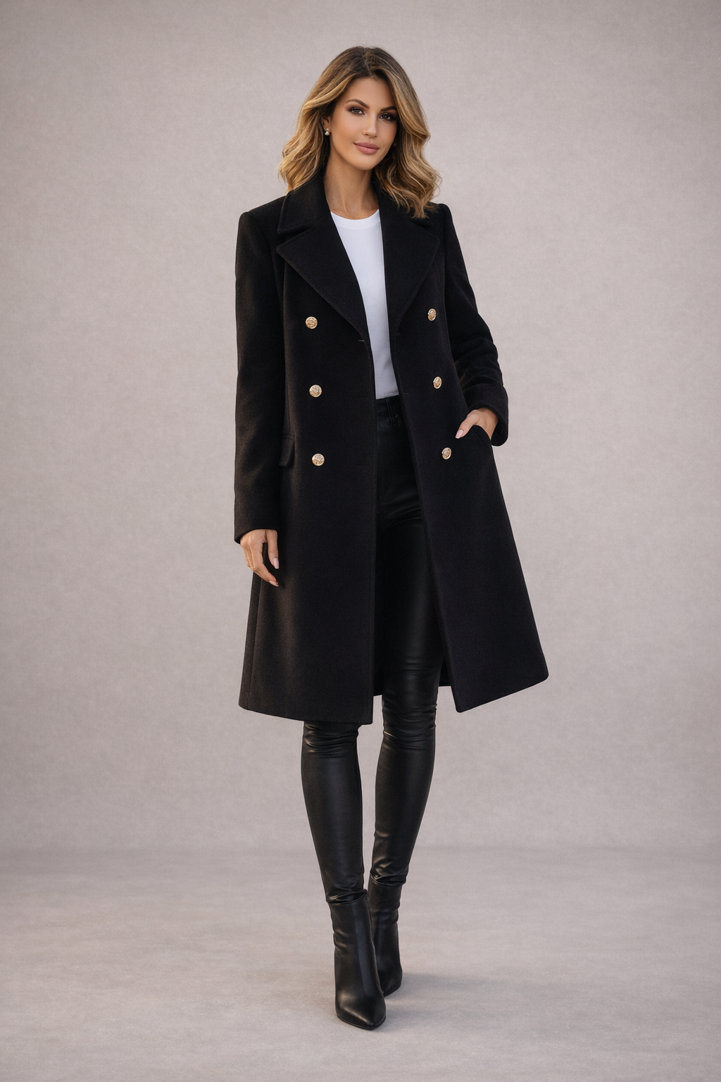 Danique Dames Mantel – Double-Breasted Mantel Met Binnenknoop