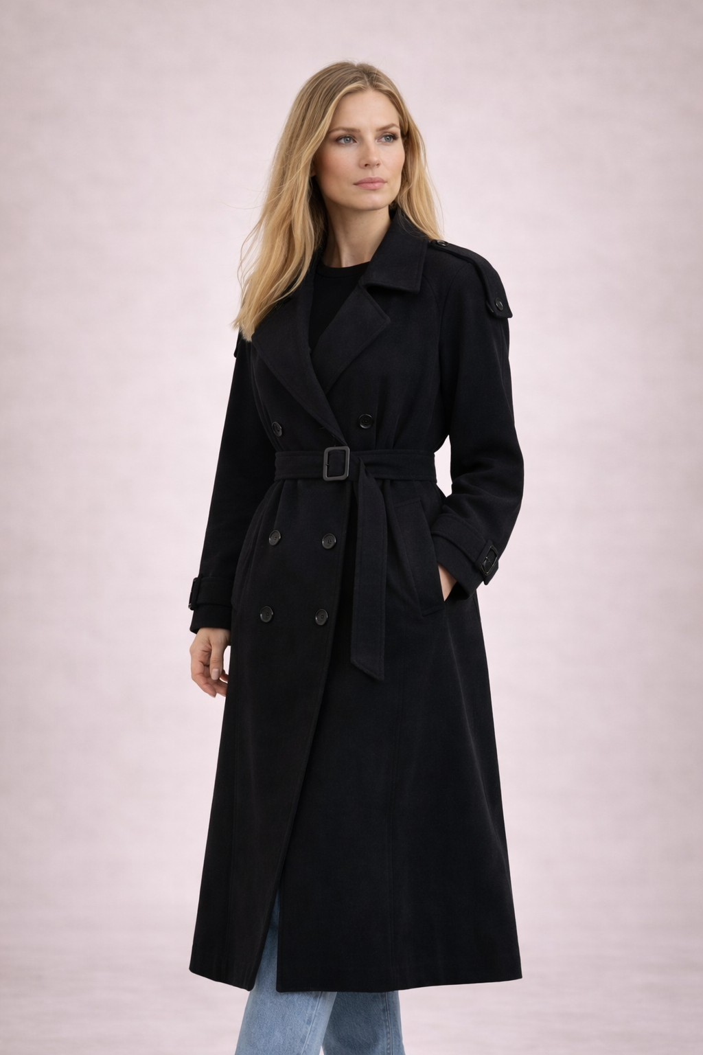 Livia Dames Trenchcoat – Lange Trenchcoat Met Epauletten