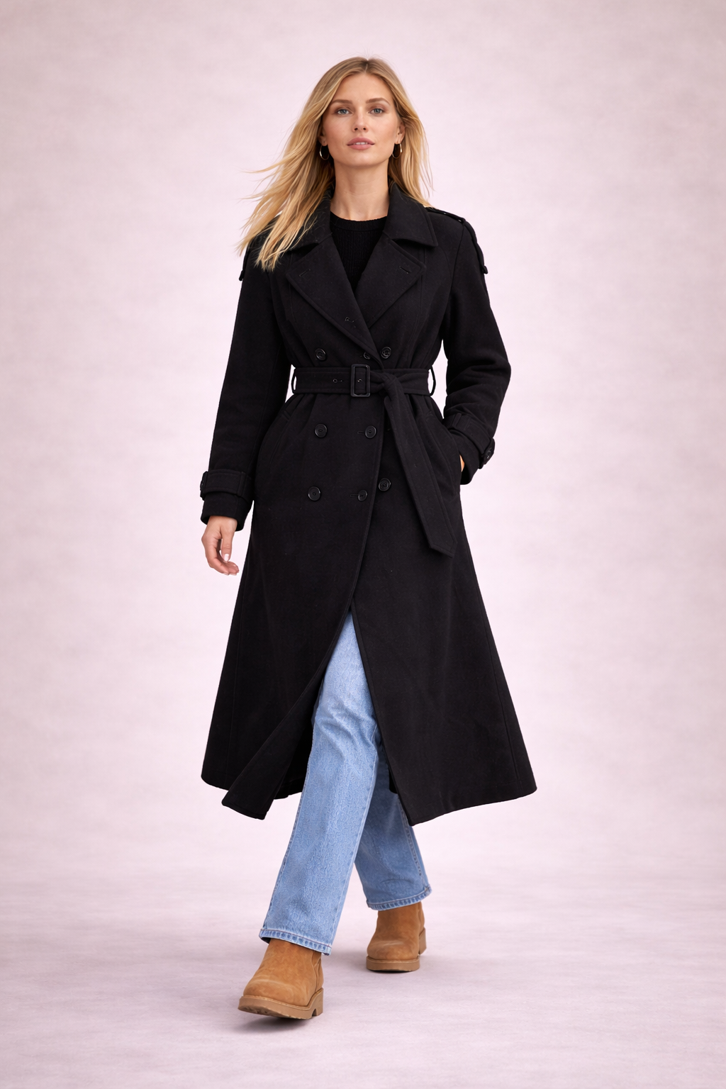 Livia Dames Trenchcoat – Lange Trenchcoat Met Epauletten