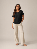 Soreana - Dames Top Met Knoopdetail En Fijne Structuur