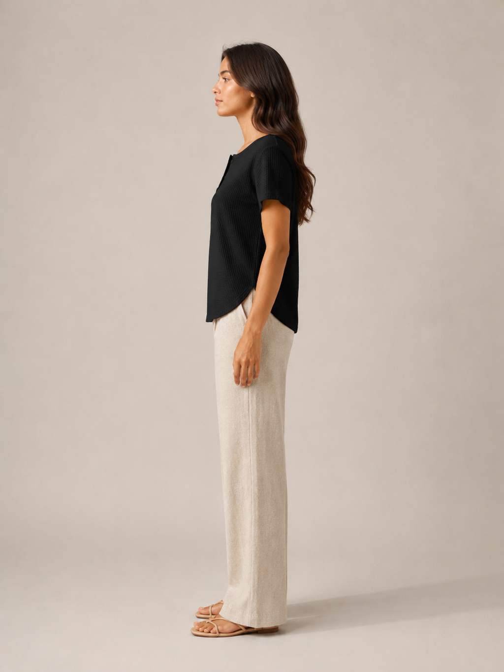 Soreana - Dames Top Met Knoopdetail En Fijne Structuur