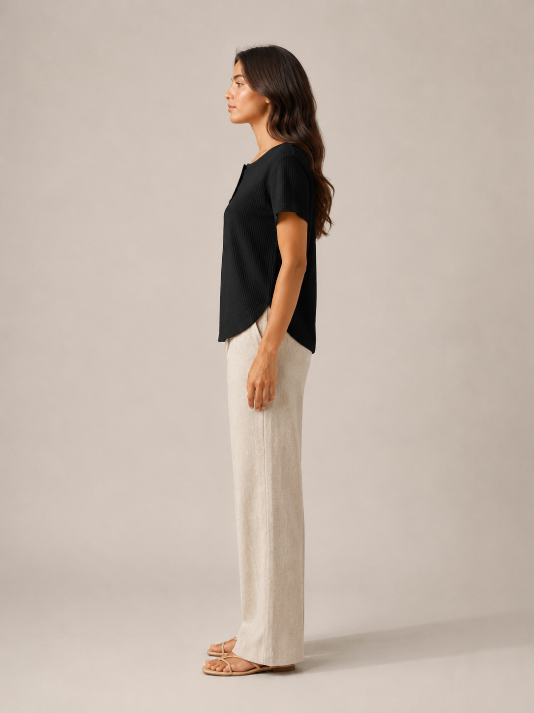 Soreana - Dames Top Met Knoopdetail En Fijne Structuur