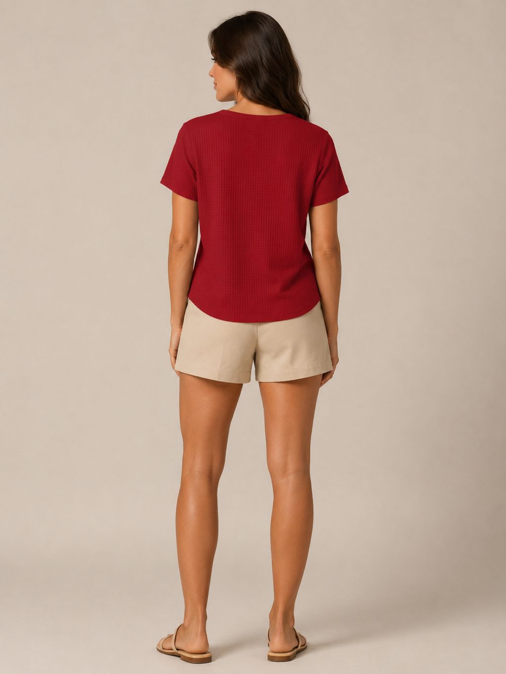 Soreana - Dames Top Met Knoopdetail En Fijne Structuur