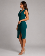 Manon - Gedrapeerde Midi-jurk Met V-hals En Split