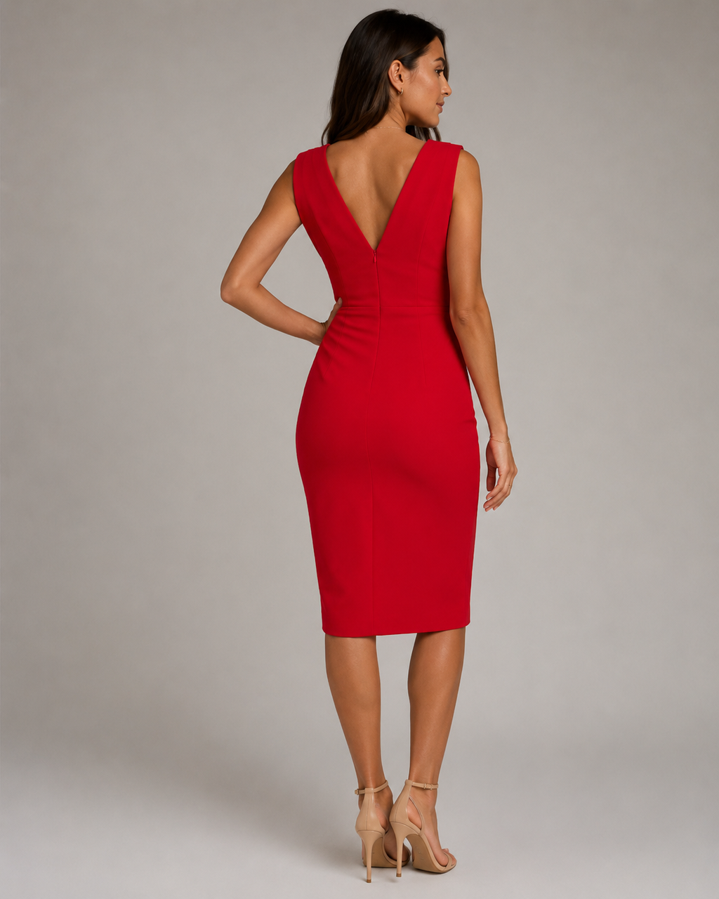 Manon - Gedrapeerde Midi-jurk Met V-hals En Split