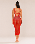 Ivana - Dames Midi-jurk Met Strass En Geborduurde Details