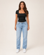 Ivara - Slim Fit Dames T-shirt Met U-hals