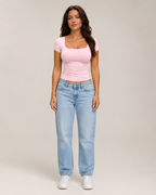 Ivara - Slim Fit Dames T-shirt Met U-hals