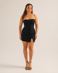 Imara - Strapless Mini-jurk met Split Aan De Voorkant
