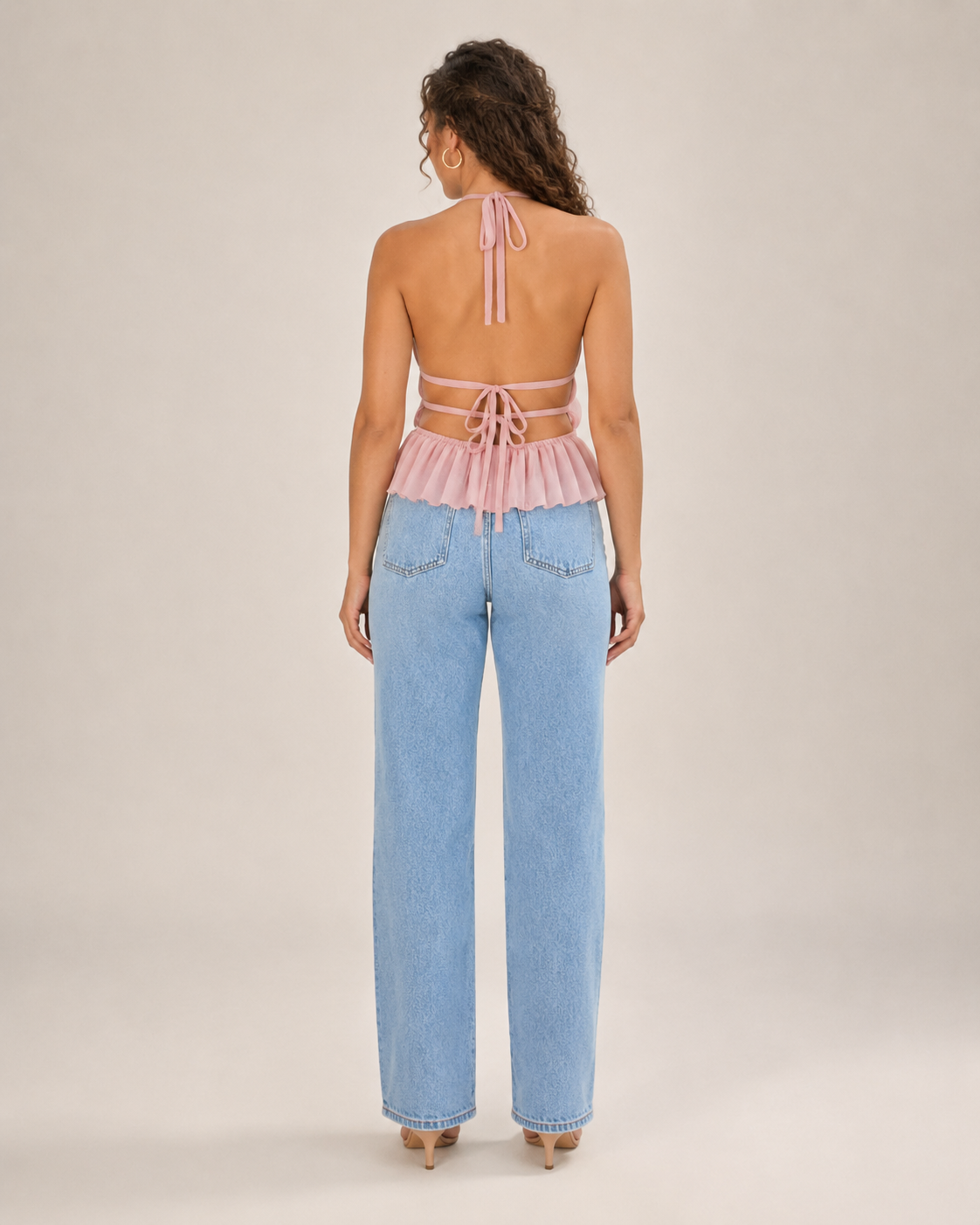 Isaline - Haltertop Met Open Rug En Strikdetail