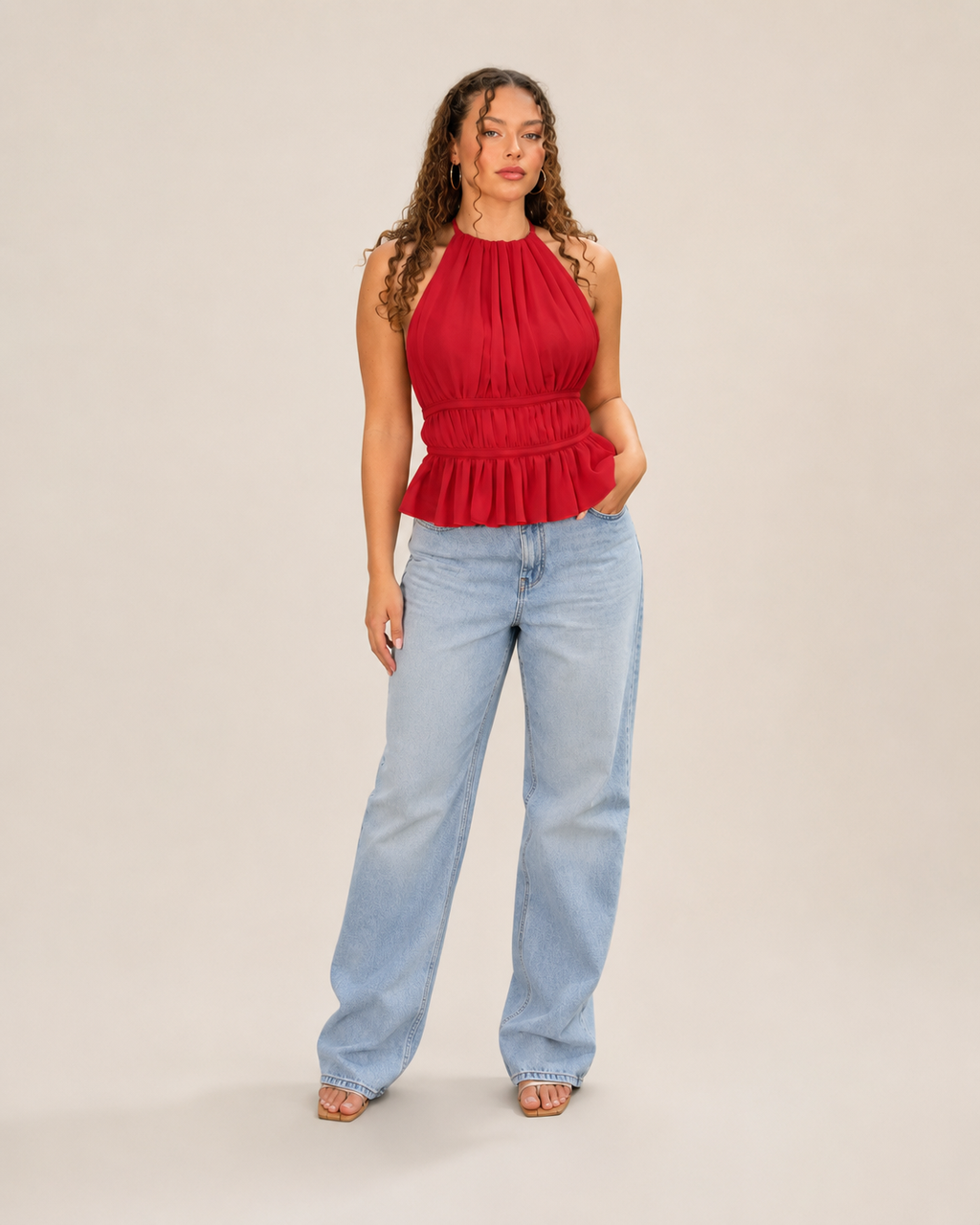 Isaline - Haltertop Met Open Rug En Strikdetail