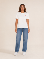 Julina - Basic T-shirt Met Hartdetail En Ronde Hals