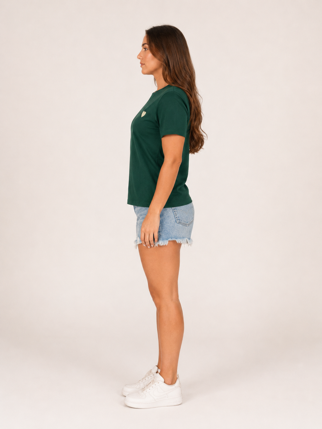 Julina - Basic T-shirt Met Hartdetail En Ronde Hals