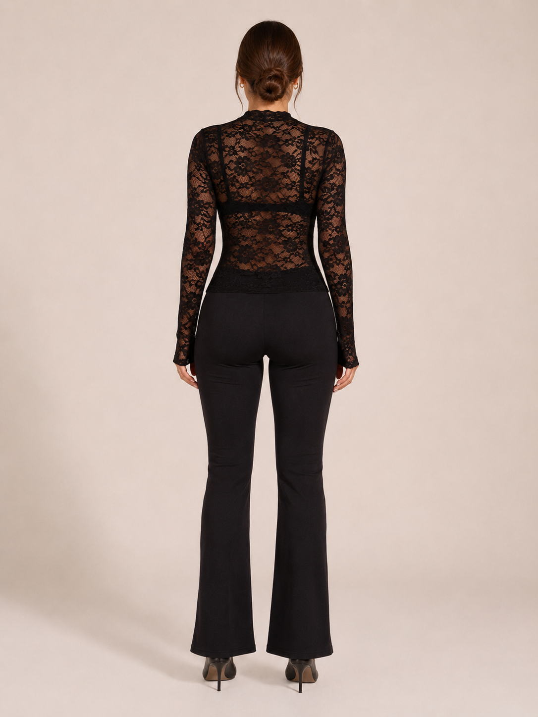 Jalou - Kanten Blouse Met Lange Mouwen En Bloemmotief