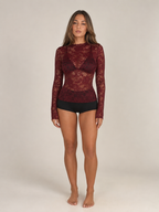 Jalou - Kanten Blouse Met Lange Mouwen En Bloemmotief