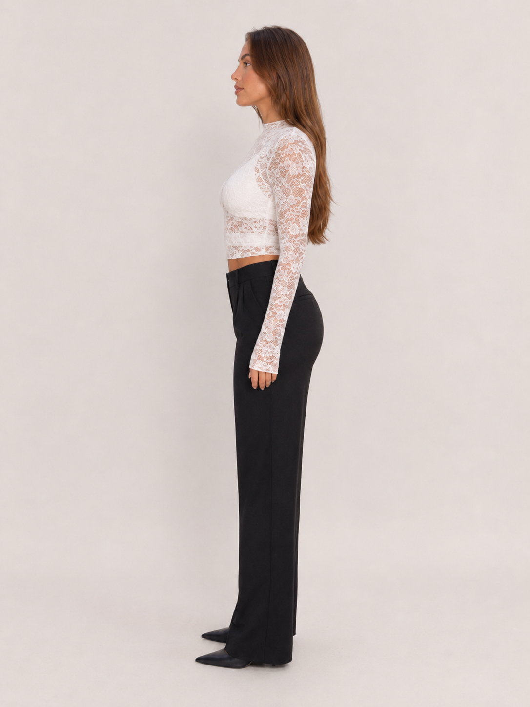 Jalou - Kanten Blouse Met Lange Mouwen En Bloemmotief