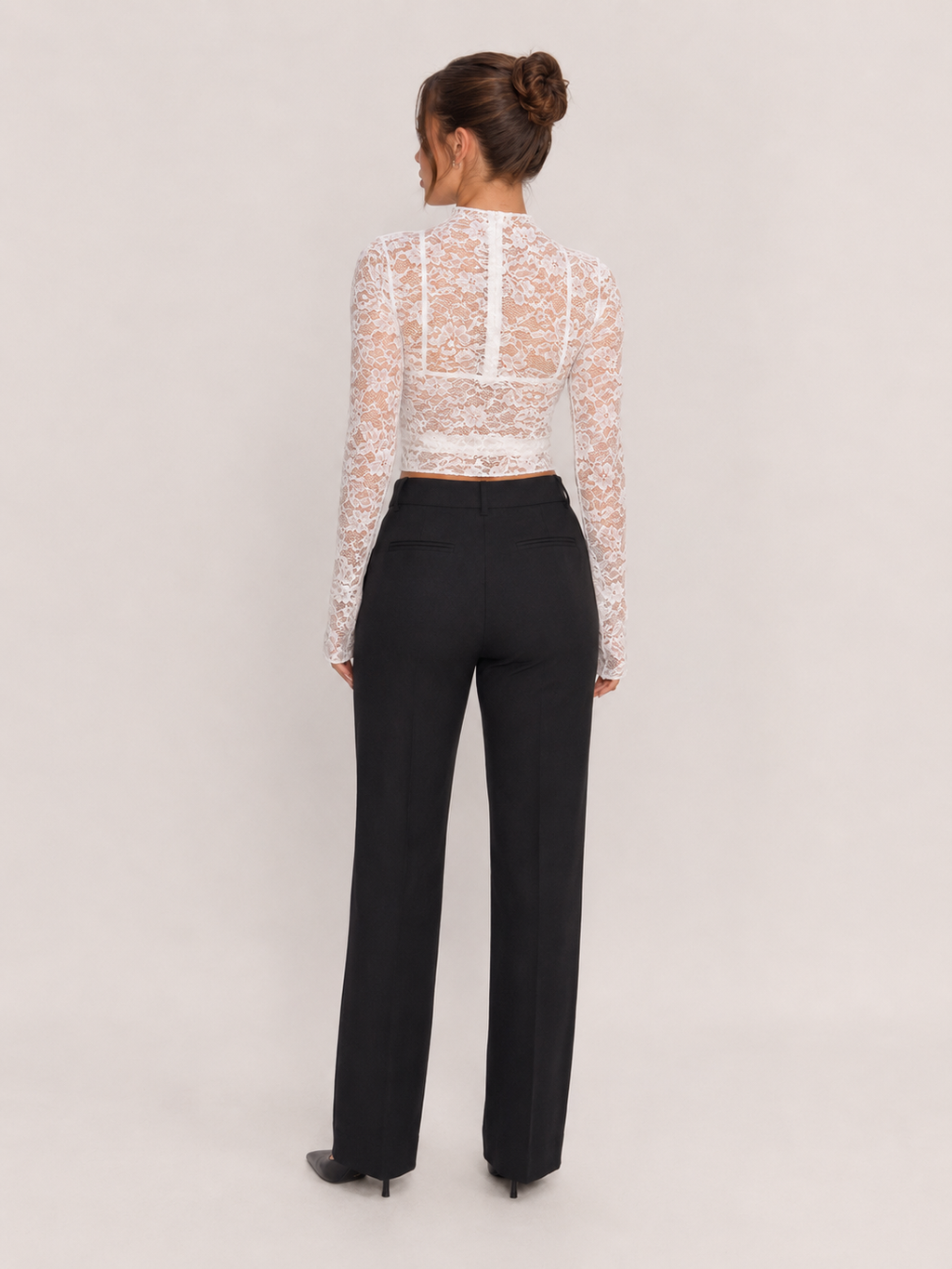 Jalou - Kanten Blouse Met Lange Mouwen En Bloemmotief