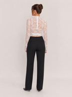 Jalou - Kanten Blouse Met Lange Mouwen En Bloemmotief