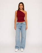 Jacinda - One-Shoulder Top Met Gedraaid Detail