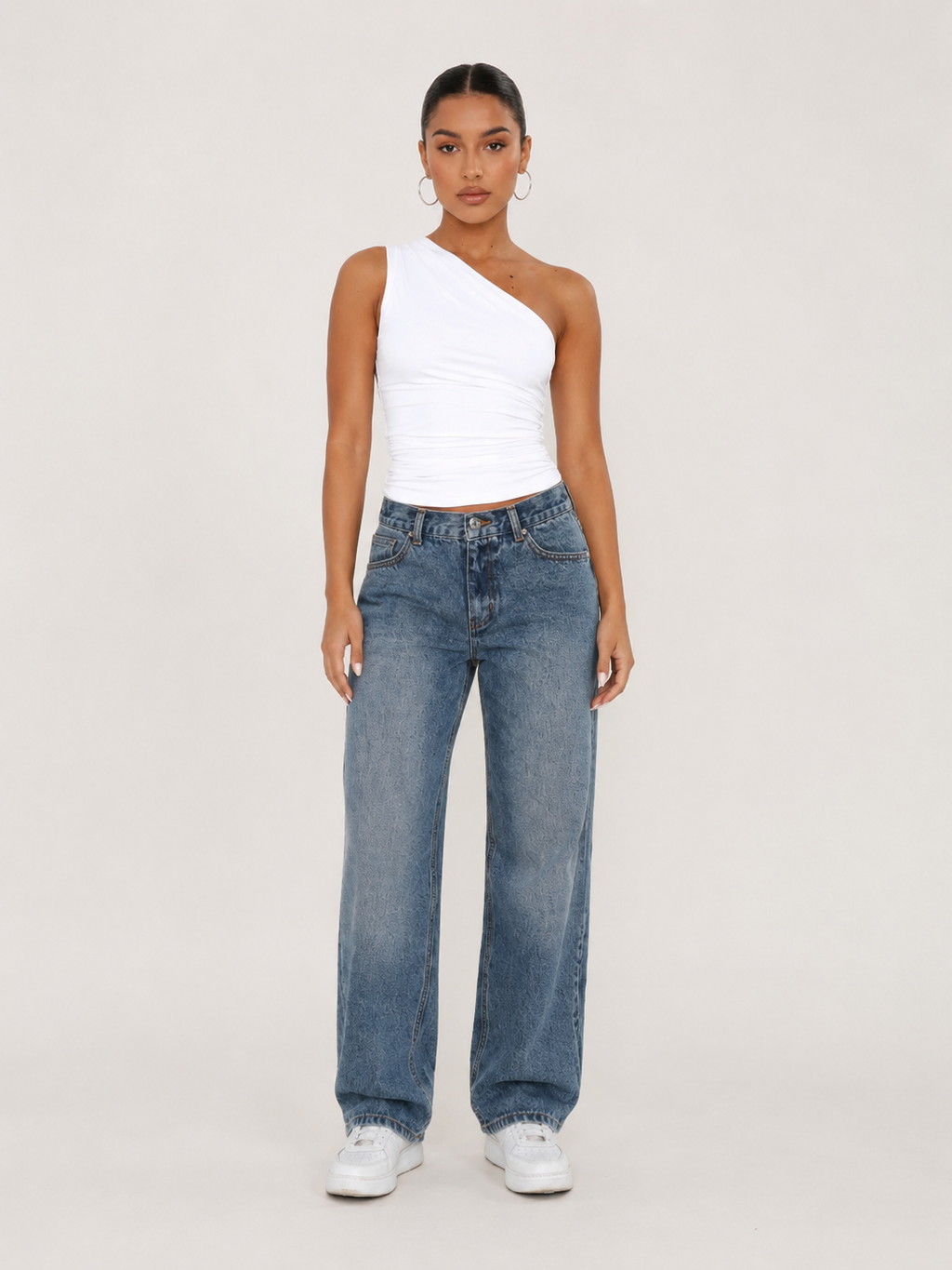 Jacinda - One-Shoulder Top Met Gedraaid Detail