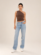 Jacinda - One-Shoulder Top Met Gedraaid Detail