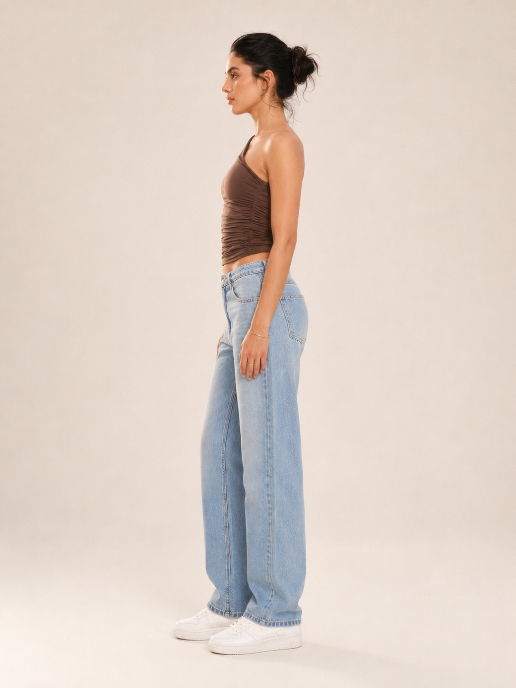 Jacinda - One-Shoulder Top Met Gedraaid Detail